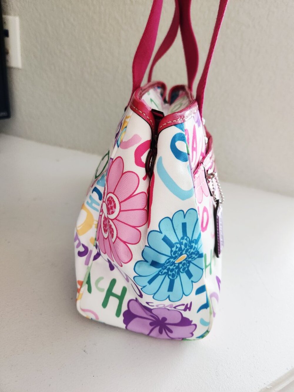 Vintage Coach Daisy Multi Color Floral Satchel Purse - Picture 3 of 15